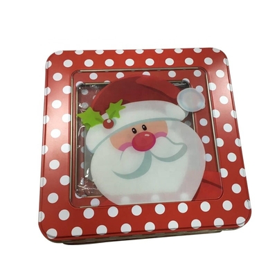 China Het lege Tin van Kerstmistin gift box square cookie met het Decoratieve Tin van de Venstervakantie met Deksels leverancier