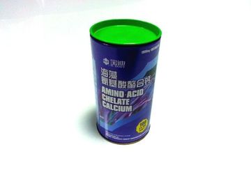 China Cylindroid Geschilderde Container van het Metaaltin voor Calciumpoeder Verpakking leverancier