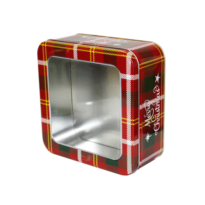 China Van de het Tinvakantie van de Kerstmis het Lege Gift Metaal Tin Box met Tin van het Venster het Vierkante Koekje leverancier