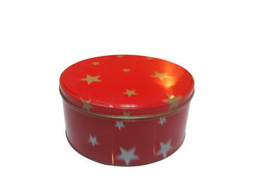 China Cylindroid het Koekjescontainers van het Popcorntin met Rood Dekking/Deksel leverancier