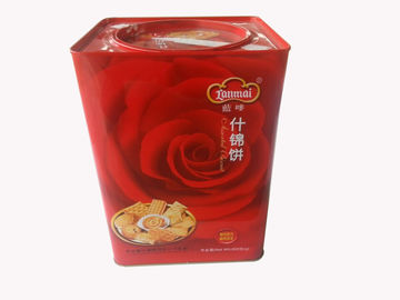 China Rode Vierkante Containers 0.23mm van het Tinkoekje Blik met Rond Deksel leverancier
