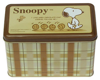 China Het Tincontainer van het Snoopykoekje, Tingeval voor Koekjes/Cakes/Koekjes Verpakking leverancier